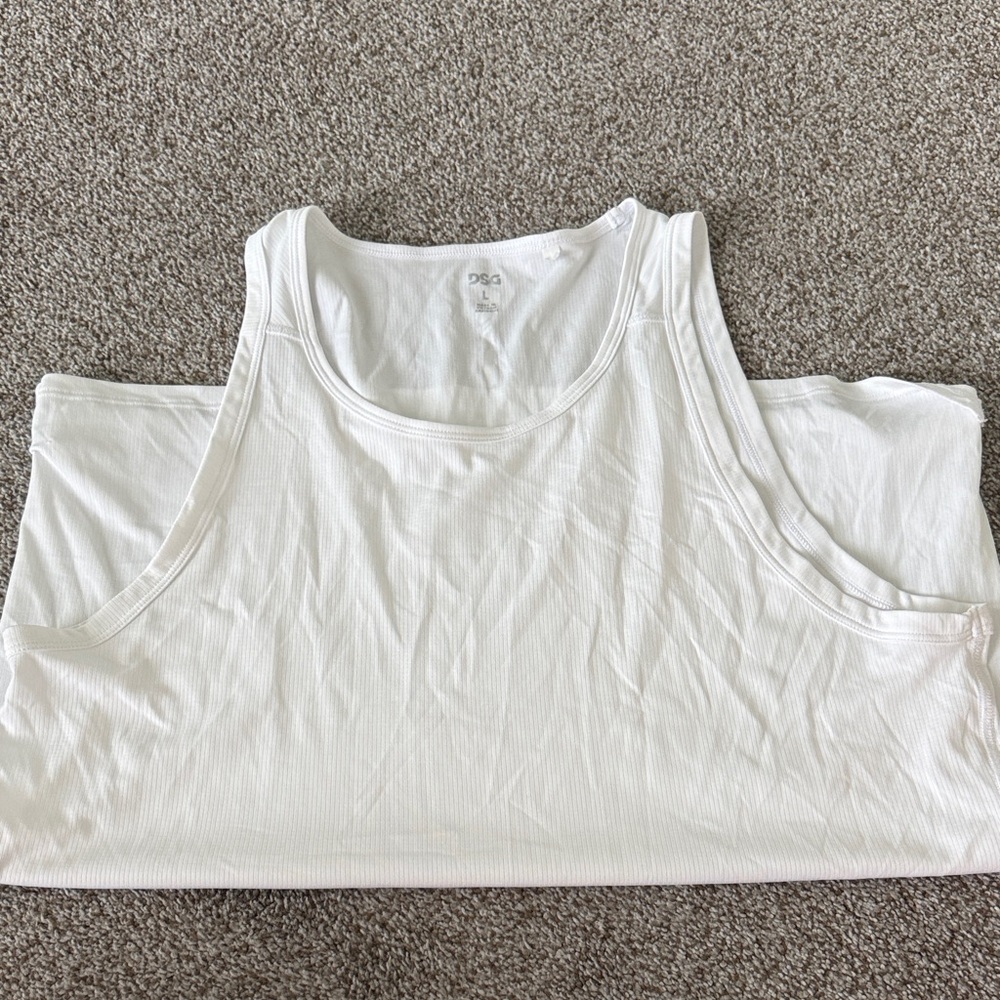 White Ribbed Men's Tank Top - Classic Athletic Scoop